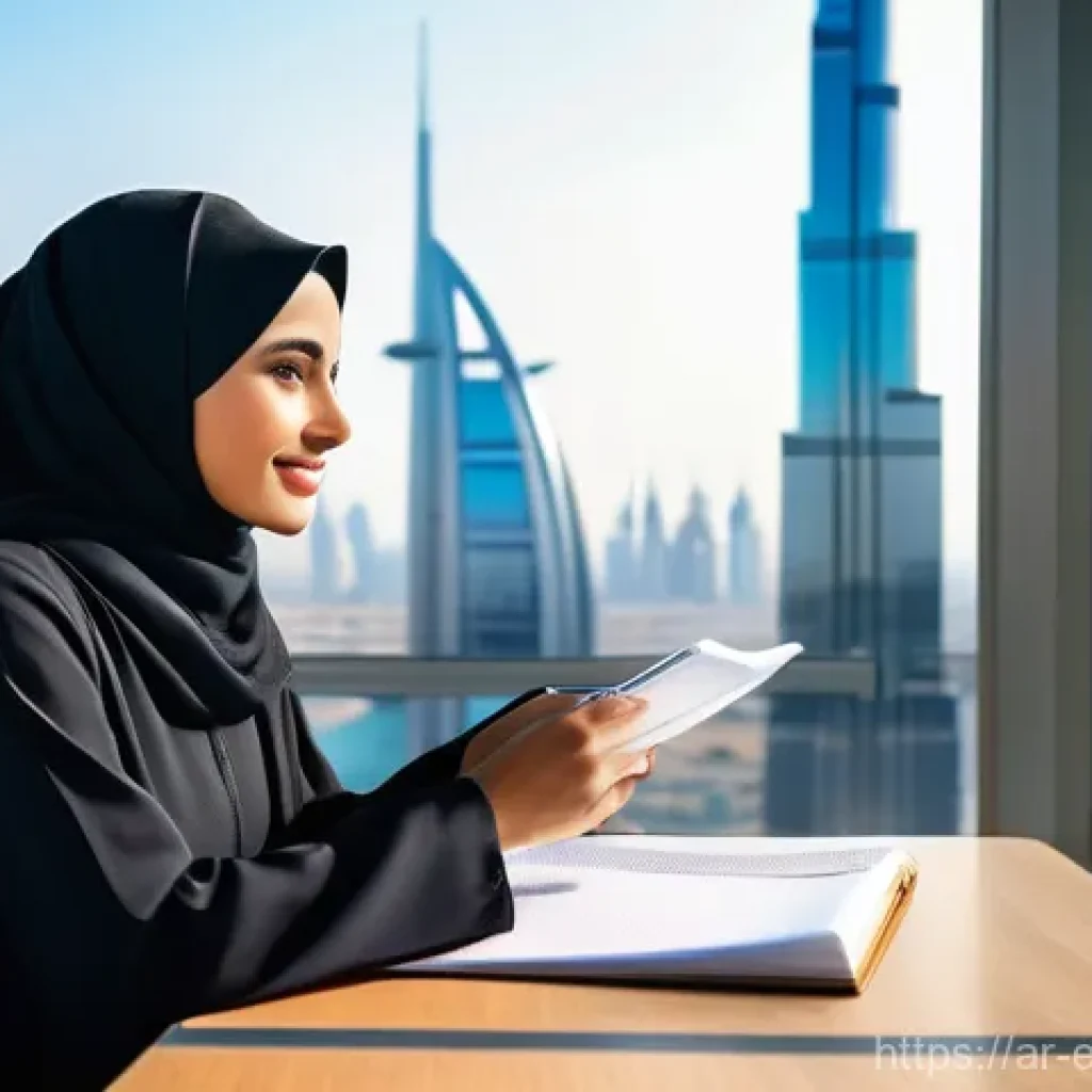 주식 투자 시나리오 분석 - **"A confident and elegantly dressed Arab investor, a woman in her late 30s wearing a modern abaya a...