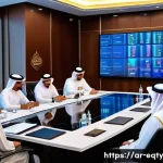 주식 투자에서의 경쟁 분석 - A modern Arab business conference scene set in a high-tech Riyadh skyscraper boardroom during daytim...