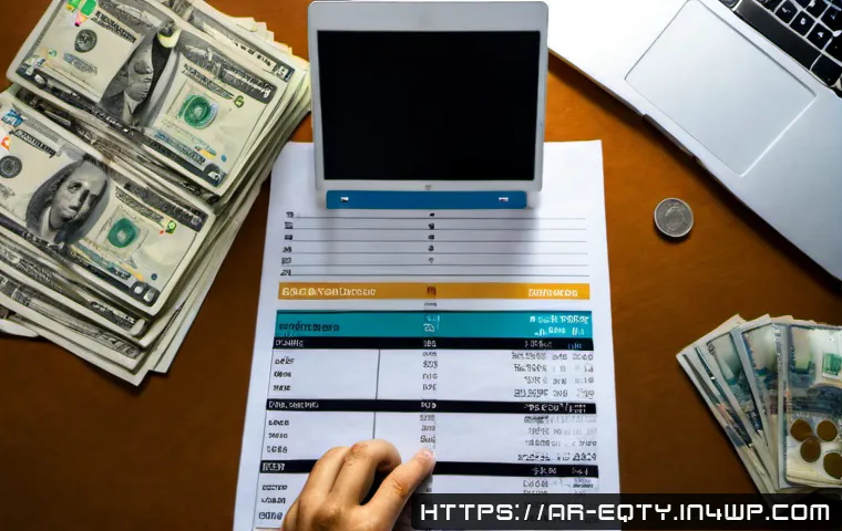 주식 투자에 필요한 자금 관리 - Photorealistic overhead view of an Arab investor’s organized home office desk, hands using a calcula...